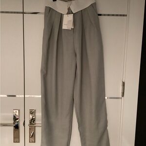 Frankie Shop Light Gray High-Waist Pleated Trousers